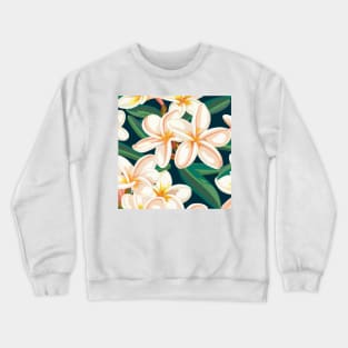 Enchanting White Blooms on Deep Green Leaves Crewneck Sweatshirt